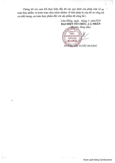 BẢN TỰ CÔNG BỐ  HẠT DƯA RANG CỦI NGUYÊN VỊ