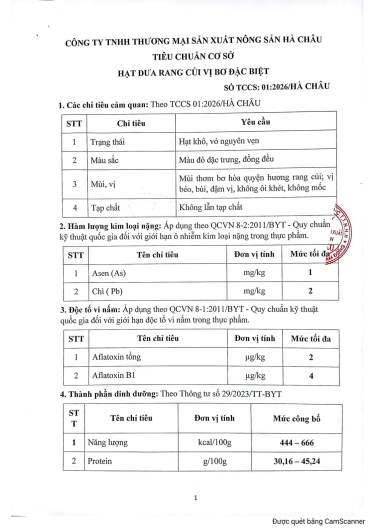 BẢN TỰ CÔNG BỐ HẠT DƯA VỊ BƠ