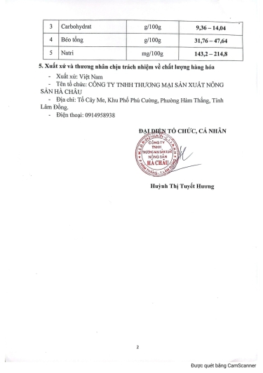 BẢN TỰ CÔNG BỐ HẠT DƯA VỊ BƠ