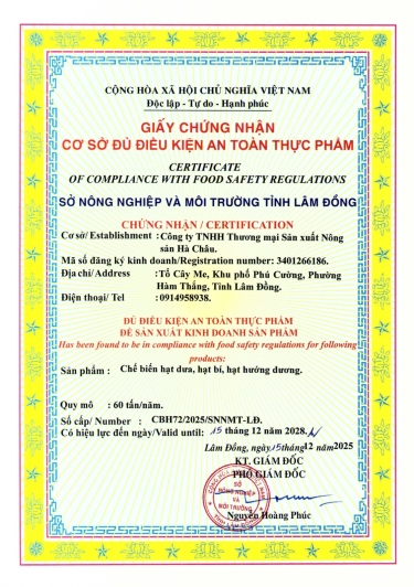 GIẤY ATTP C.TY HÀ CHÂU