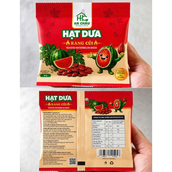 Hạt dưa rang củi túi Gói 40gr : 1 lốc 10 gói = 99k